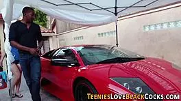 This teen girl rides a big interracial cock hard