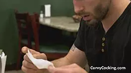 pawg beauty blows cock in public toilet