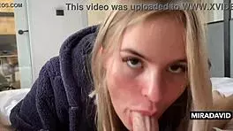 Blonde sucks big cock and swallows cumshot!