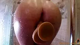 Wow, this sexy shemale girl gropes her big natural tits while masturbating wet on camera!