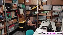 Cute burglar punished with big cock in the shop.