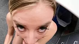 Beautiful skinny blonde shoplifter teen gets rough sex from the burglar