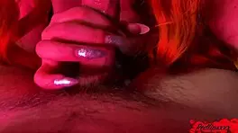 Sexy redhead teen gives blowjob and rides lover's dick after party