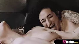 Cute blonde teen lesbians celebrate anniversary with oral and ass play
