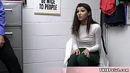 cute teen 18+ tried stealing at the mall but ended up giving blowjob and doggystyle to the guard