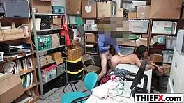 Spreading her legs for the burglar teen blowjob in garage?