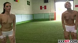 Lesbian Soccer Team Fucks The Petite Noob's Pussy!