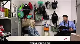 tiny blonde shoplifter fucks officer no charges
