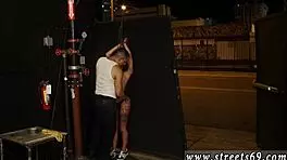 Is this petite tattooed teen's first bondage handjob?