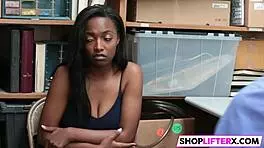 Dark Cutie Thief Daya Has Big Tits and Blowjob in Shop
