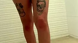 caught in the shower, she deepthroats his cock