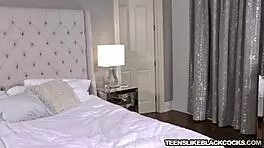 Classy teen sofie reyez gives a sensual interracial blowjob to huge cock