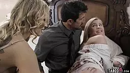 Dirty milf step mom and teen stepdaughter interview a daddy!