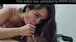 Babe sucks big cock and licks balls in POV