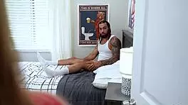 slutty stepsister feels excited as she talks her black step bro into hardcore sex with sucking and fucking