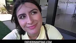 Cute Teen Angeline Red Swallows Stepdad's Huge Dick in Uniform!