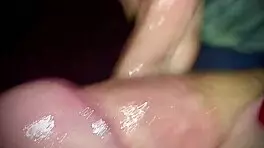 Sexy hands jerks big cock with oil and horny slut vibes