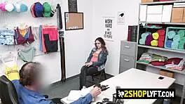 Skinny shoplifter with tight ass respects big fat cock at work