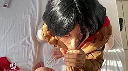 Mikasa mandona sentou gostoso no otaku até tirar leite