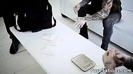 Cute Petite Teen Receives Facial In Gangbang.