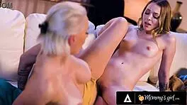 Lovely lily larimar and her beautiful stepmom kenzie taylor have wild lesbian sex during movie night!