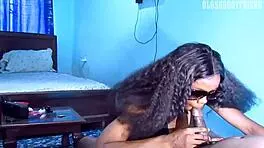 Black Horny Maid Provides Happy Ending Blowjob To Friend's Sexy Girlfriend At Home