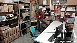 Tattooed teen 18+ gets pounded doggystyle in office ramming her pussy