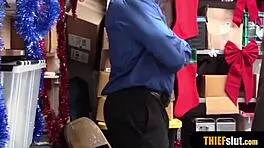 a cute redhead teen shoplifter caught in reality.