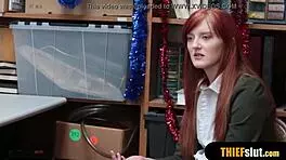 a cute redhead teen shoplifter caught in reality.