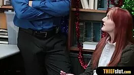 a cute redhead teen shoplifter caught in reality.