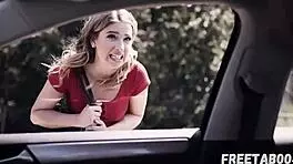 Petite Blonde Kristen Scott Helps Mechanic Stranger