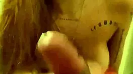 Redhead teen sucks cock after party for facial.
