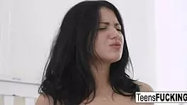 Beautiful Brunette Jessica Takes Her Man's Big Cock In Anal Fucking On Bed!