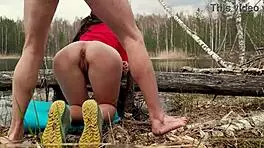 quick public anal sex unfolds by the serene lake