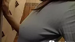 Brunette Rips Clothes in Naughty Striptease and Masturbates on Camera