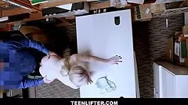 tiny blonde shoplifter fucks officer for sex deal