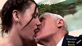 Young euro girl enjoys pounding by grandpa