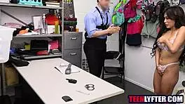 Busty teen 18+ caught stealing jewellery gets drilled hard by cop.