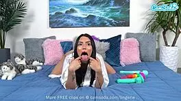 cute brunette teen stuffs her pussy with toys on webcam