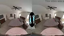 Hot sorority blonde rides boyfriend's monster cock in VR fucking.
