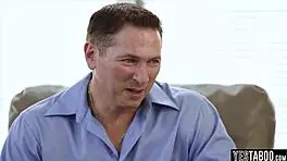 Nasty shrink fucks blonde chick doggy style, rough and bent over! 😈