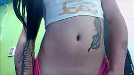 Transsexual Babe In Pink Undies MASTURBATES On Cam!!