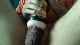 White boy moans as he cums inside pocket pussy