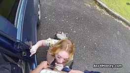 Perky Blonde Amateur Gets Paid For Outdoor Public Blowjob In POV.