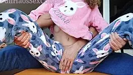 stepbrother teases stepsister's small tits and horny pussy