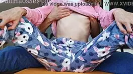stepbrother teases stepsister's small tits and horny pussy