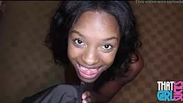 aww, cute black teen shows body and sucks white cock 😍