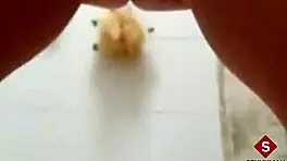 Warming up in the bathtub by inserting fingers