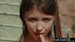 Mila Azul Makes Her Big Natural Tits Bounce As She Masturbates