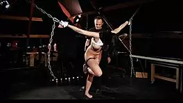 obsessive spanking and bondage for big tits slave with cum in mouth